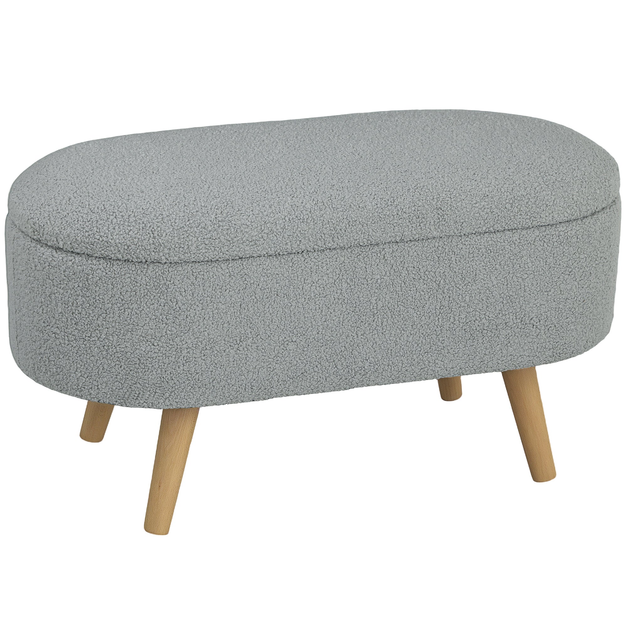 Teddy Fleece Storage Ottoman - Grey-0